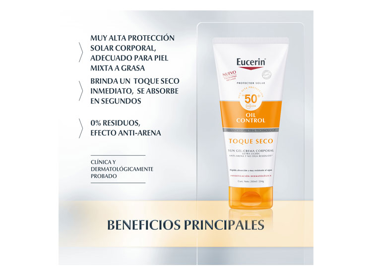 Protector solar corporal eucerin sun cream toque seco spf 50 200 ml
