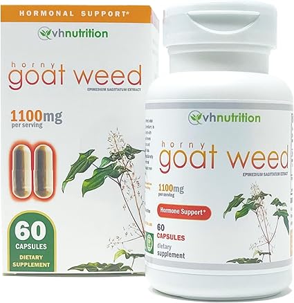 VH Nutrition Hierba de Cabra en Celo Suplemento de Extracto de Epimedium de Máxima Potencia Aumento Natural de Vitalidad y Energía