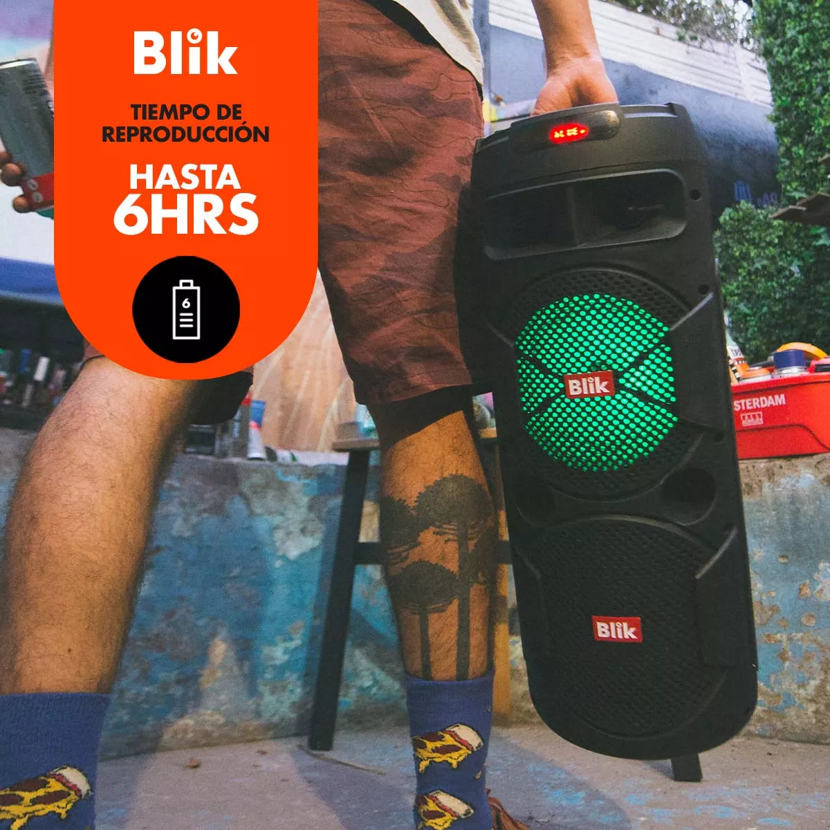 Parlante Blik Screamer3 portátil con bluetooth negra