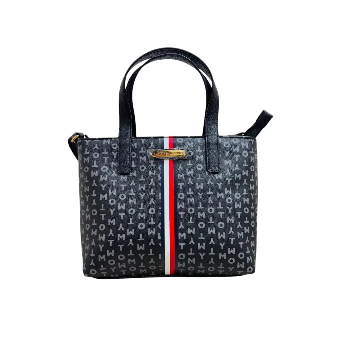 Tommy Hilfiger Bolsa Mujer Tote Monogram Tommy Color Negro Con Gris