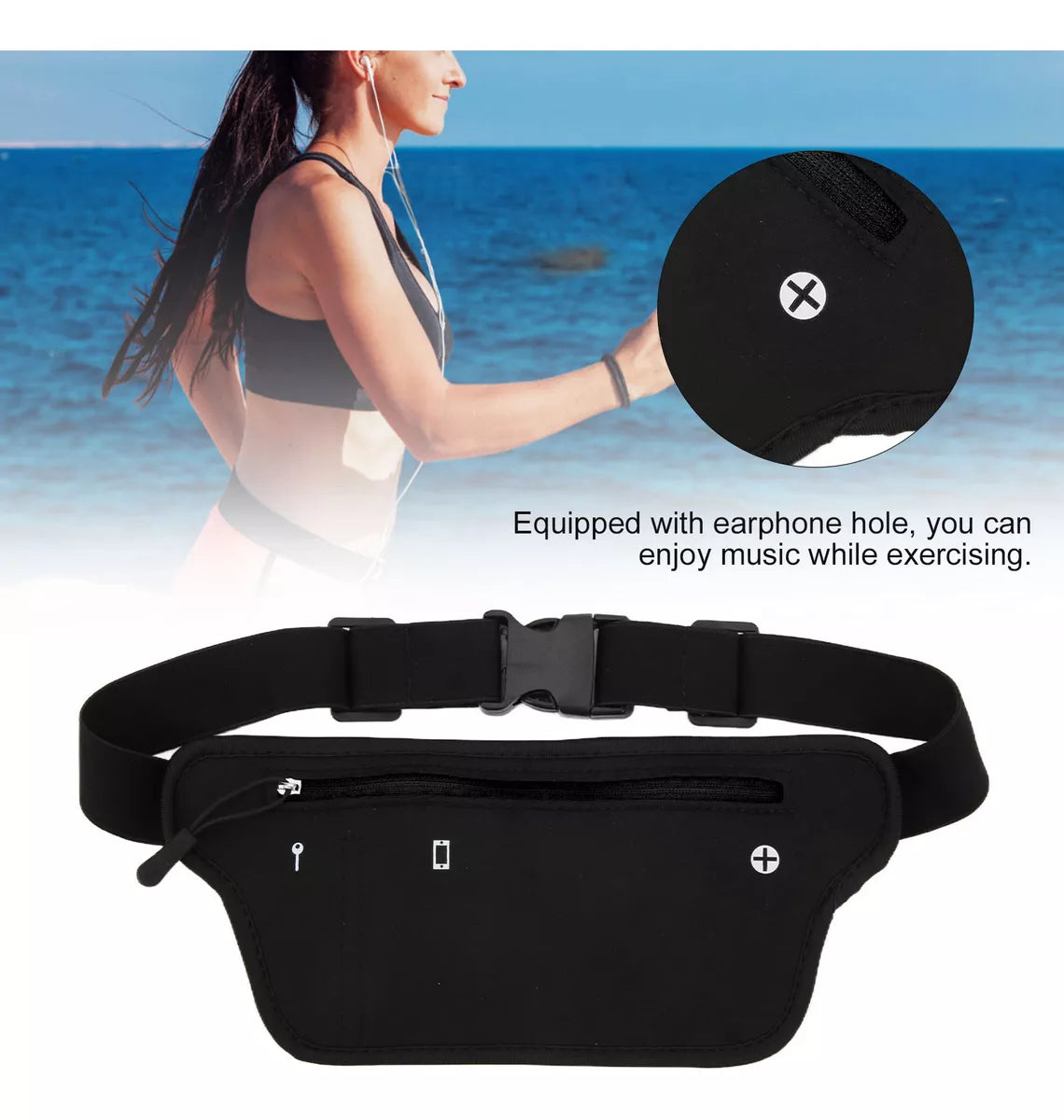 Riñonera Bananos Hombre Deportiva Premium De Viaje Negro