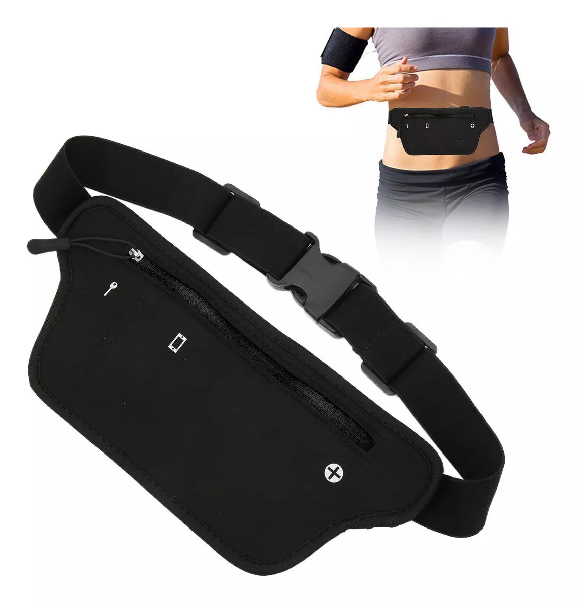 Riñonera Bananos Hombre Deportiva Premium De Viaje Negro
