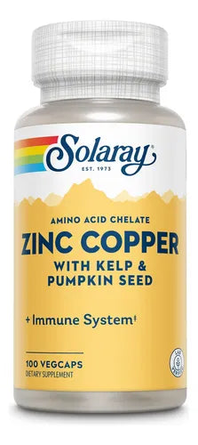 Solaray, Zinc y cobre con kelp y semillas de calabaza, 100 cápsulas vegetales