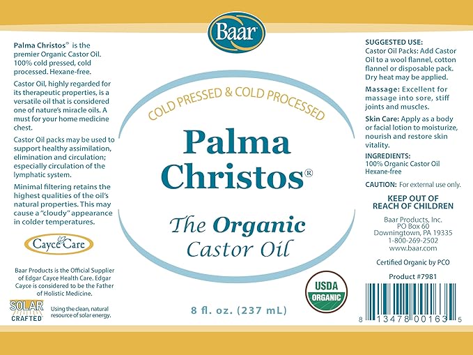 Orgánico Aceite de Ricino Exclusivo marca Palma Christos