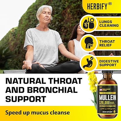 HERBIFY Mullein Drops - Limpieza pulmonar - Extracto de hoja - La Tiendita de la Jose
