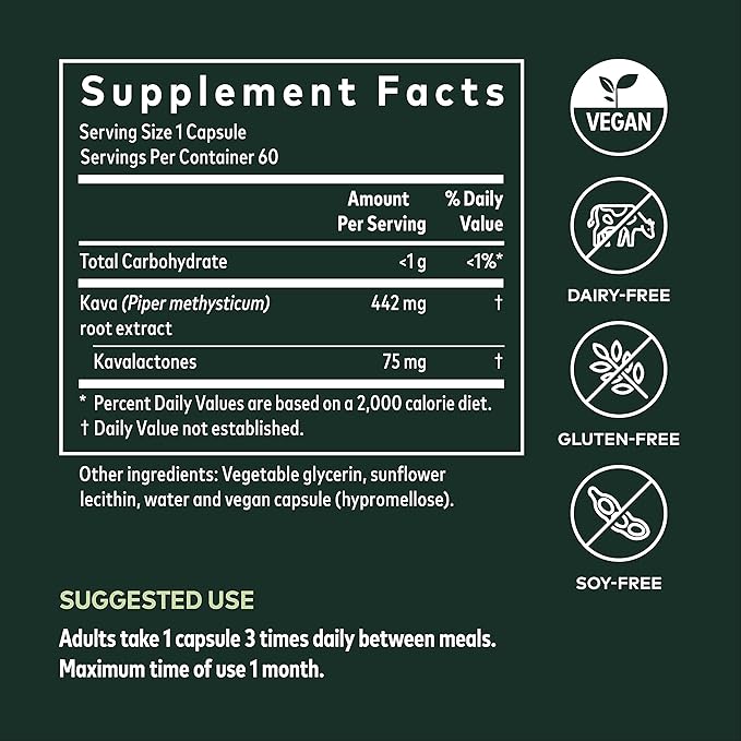 Gaia Herbs Fitocápsulas líquidas de raíz de Kava Kava, 60 unidades