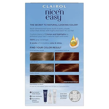 Clairol Nice'n Easy - Tinte permanente para el cabello, color castaño oscuro 4R