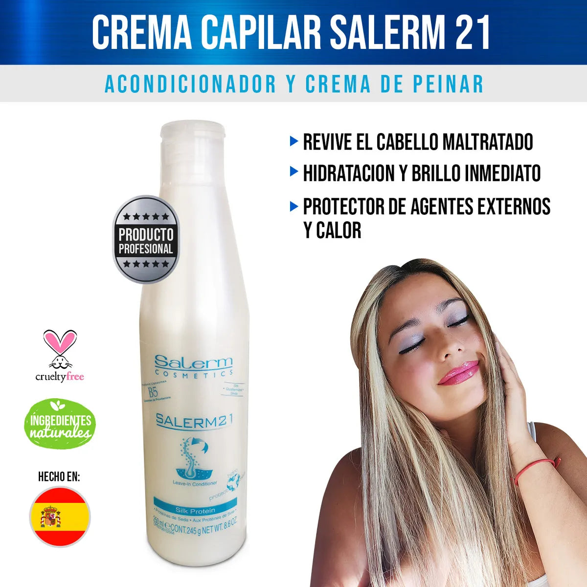 Salerm 21 Acondicionador Hidratante Cabello Maltratado 250ml - La Tiendita de la Jose