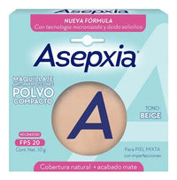 Asepxia Maquillaje Polvo Compacto Beige Mediano 10 Gr - La Tiendita de la Jose