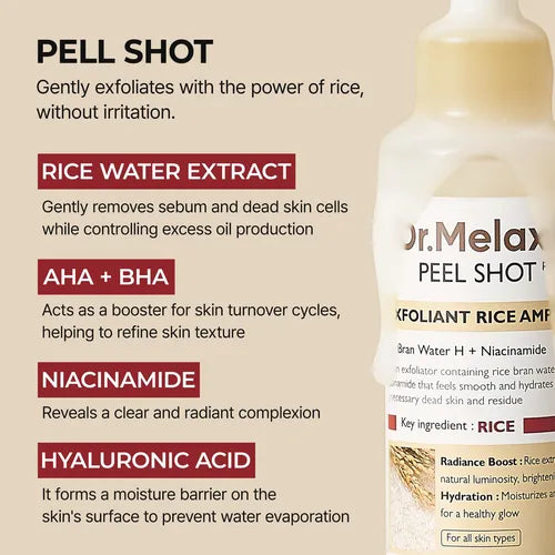 Ampolla Exfoliante Dr. Melaxin Peel Shot Glow De Arroz Blanc