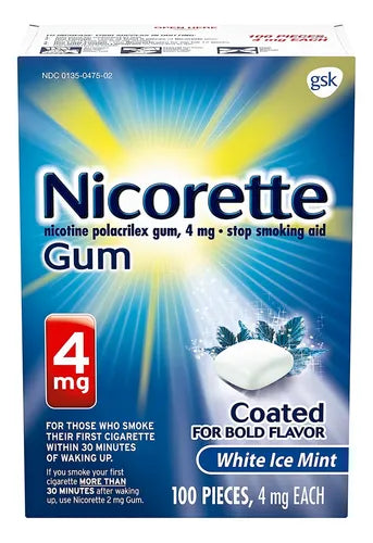 Goma De Mascar Nicorette Gum Nicotina Menta Fresca 4mg 100pz