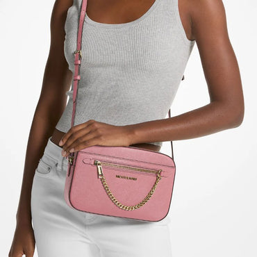 Cartera Michael Kors Jet Set Saffiano Rosa