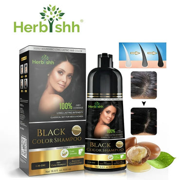 Herbishh Champú de tinte para cabello - Libre de amoníaco 500ml (Negro) - La Tiendita de la Jose