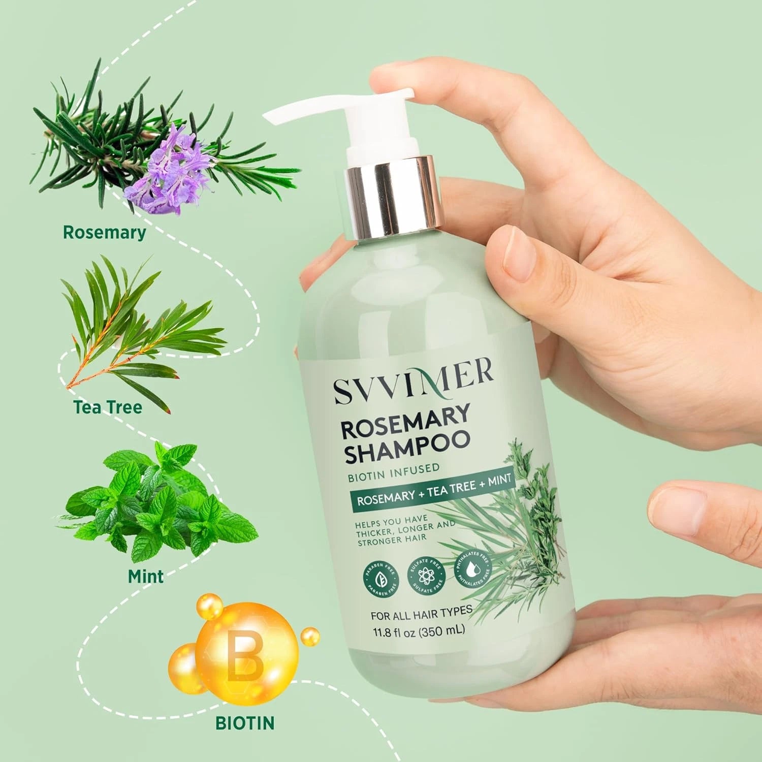 shampoo para el crecimiento del cabello de romero con biotina y aceite de árbol de té - La Tiendita de la Jose