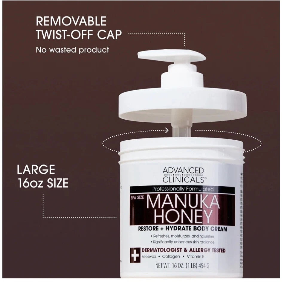 Advanced Clinicals, Miel de manuka, Crema corporal restauradora e hidratante. - La Tiendita de la Jose